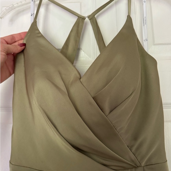 AW Bridal Bridesmaid Dress Moss / Sage Green with Slit Side size 6 Padded - Picture 5 of 12